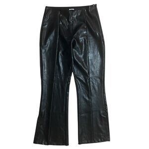 Abercrombie & Fitch Vegan Leather Pants Womens L Short Slit Legs Brown Split Hem